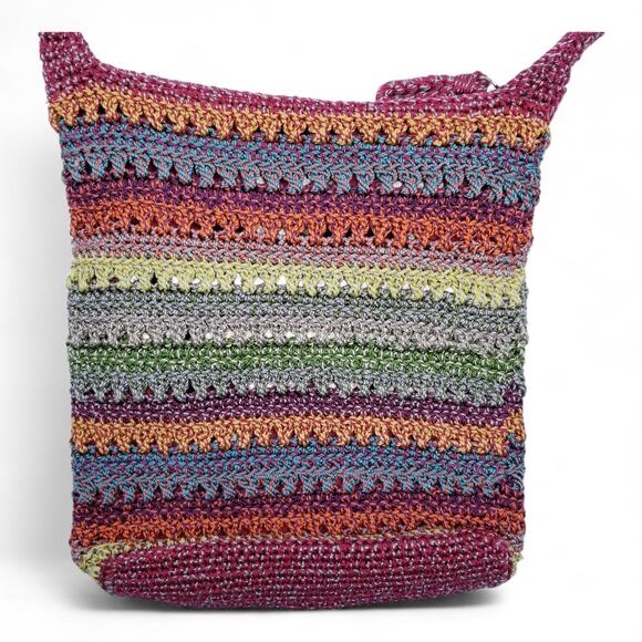 THE SAK "Tess" Sequoia Stripe Crochet Crossbody Boho Handbag - Picture 3 of 11